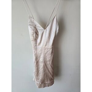 Windsor Mini Dress Light Gold L Spaghetti Strap Back Tie Bodycon‎ Party